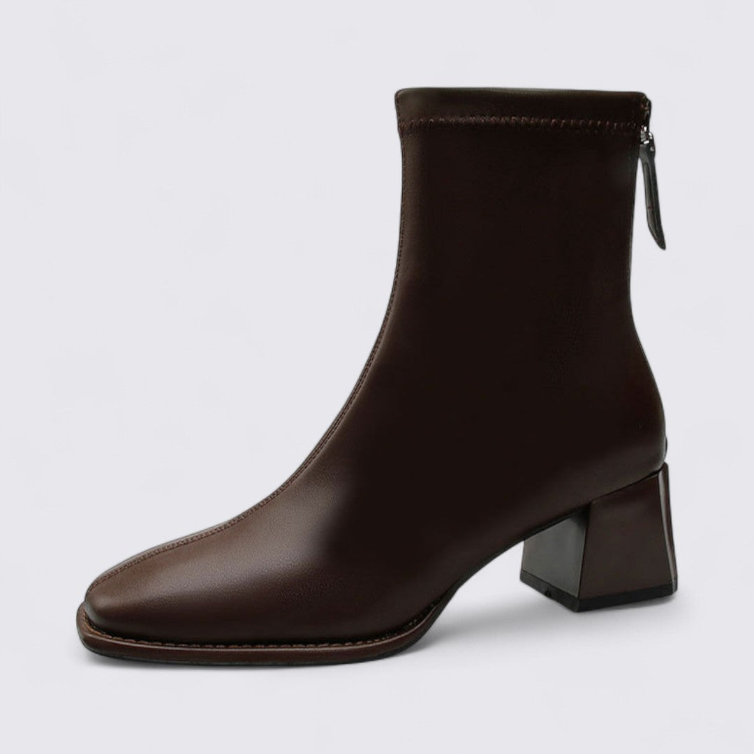 Dame Støvler med lynlås - Elegante støvler - Blokhæls