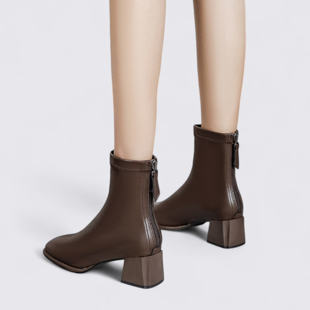 Dame Støvler med lynlås - Elegante støvler - Blokhæls