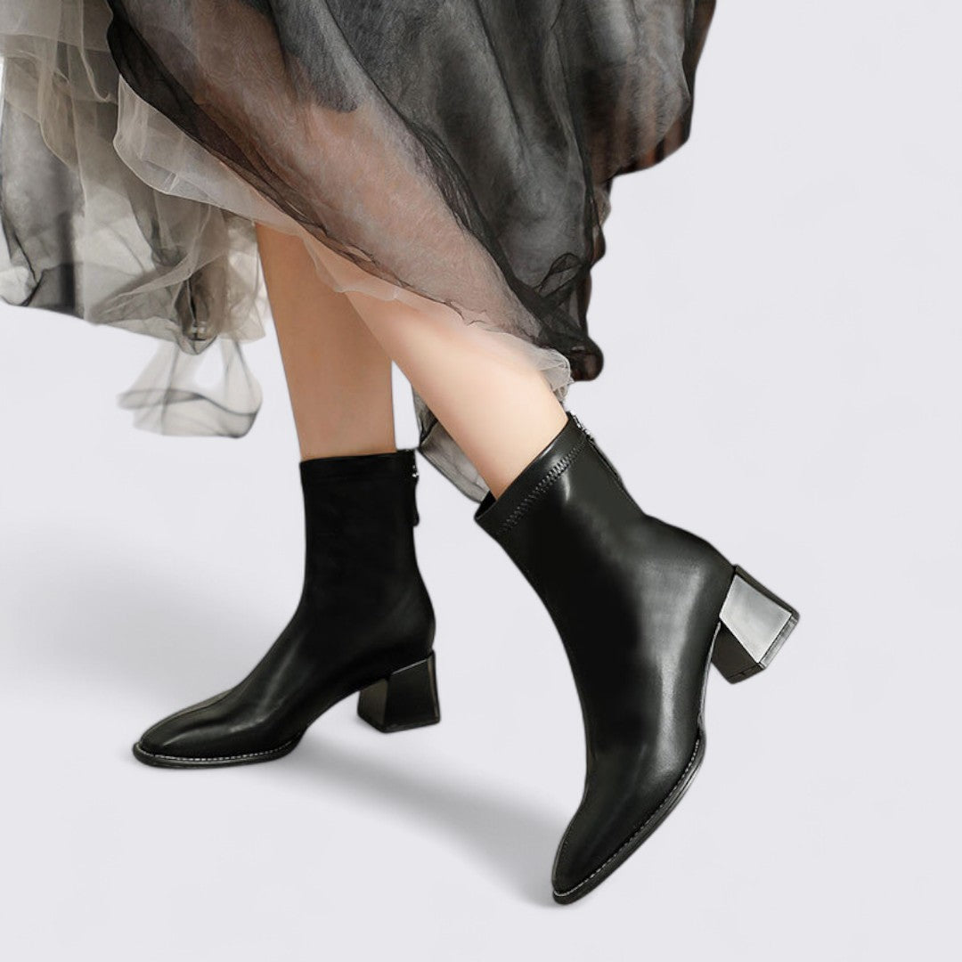 Dame Støvler med lynlås - Elegante støvler - Blokhæls