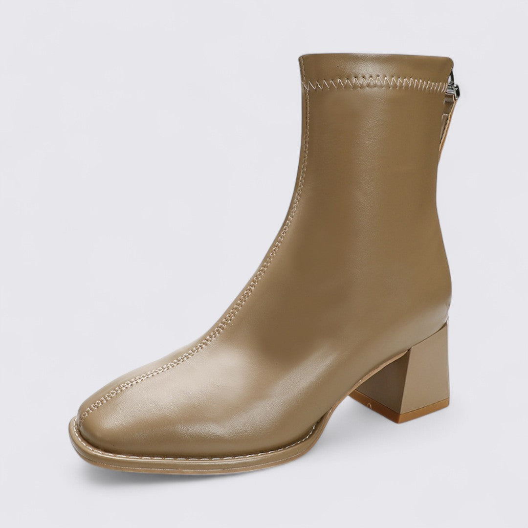 Dame Støvler med lynlås - Elegante støvler - Blokhæls