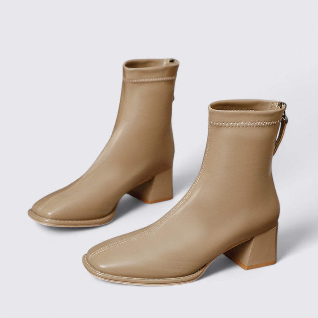 Dame Støvler med lynlås - Elegante støvler - Blokhæls