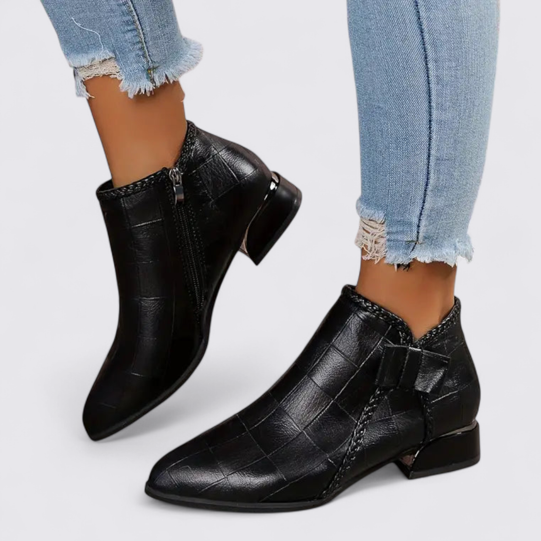 Dame ankelstøvler med lynlås – Ankelhøj støvle – Blokhæl