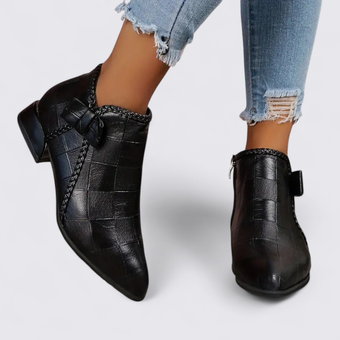 Dame ankelstøvler med lynlås – Ankelhøj støvle – Blokhæl