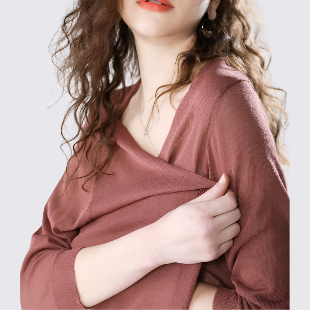 Dame strikjakke med lang skæring - Lang strikjakke - Åben form