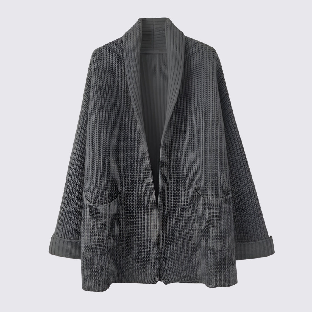 Dame strikjakke med oversized skæring - Lang strikjakke - Med lommer