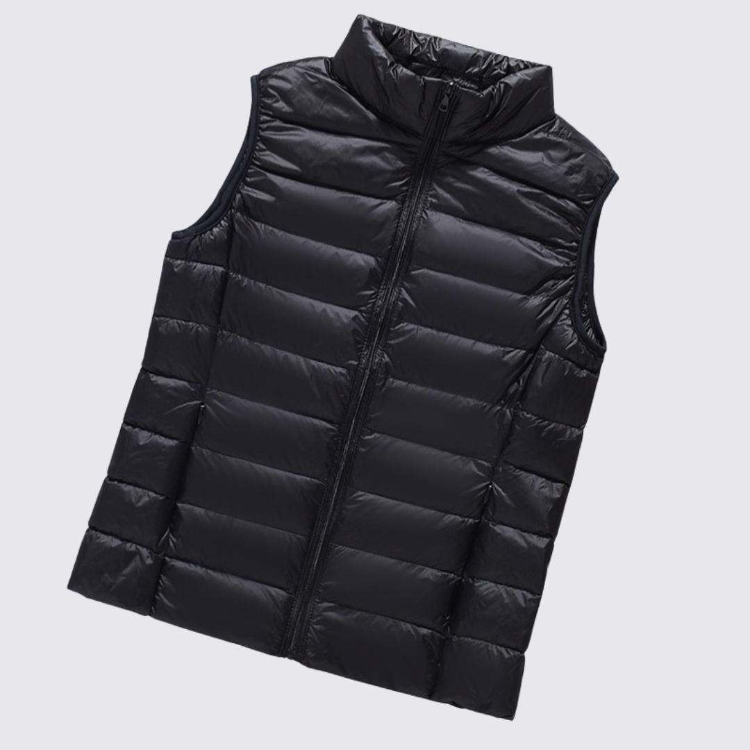 Dame quiltet vest med høj krave - Let polstret - Moderne