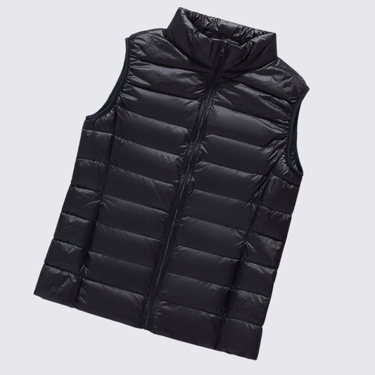 Dame quiltet vest med høj krave - Let polstret - Moderne