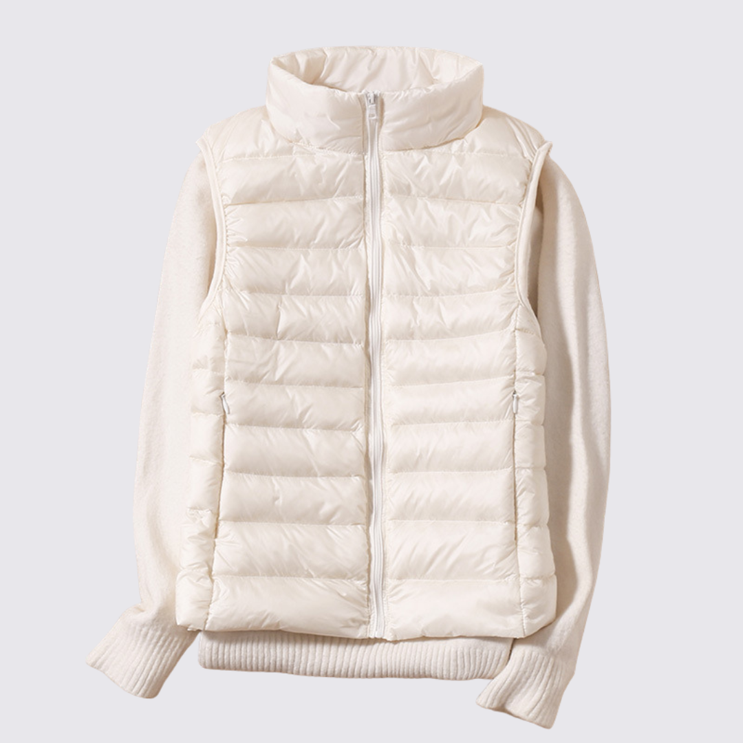 Dame quiltet vest med høj krave - Let polstret - Moderne