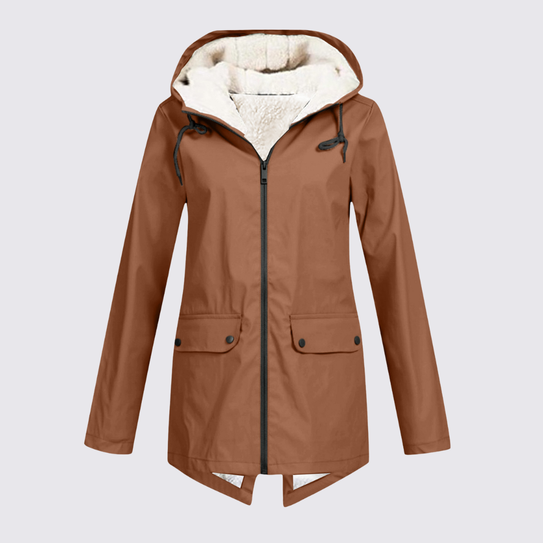 Dame vinterjakke med hætte – Foret jakke – Med lommer