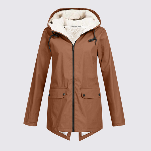 Dame vinterjakke med hætte – Foret jakke – Med lommer