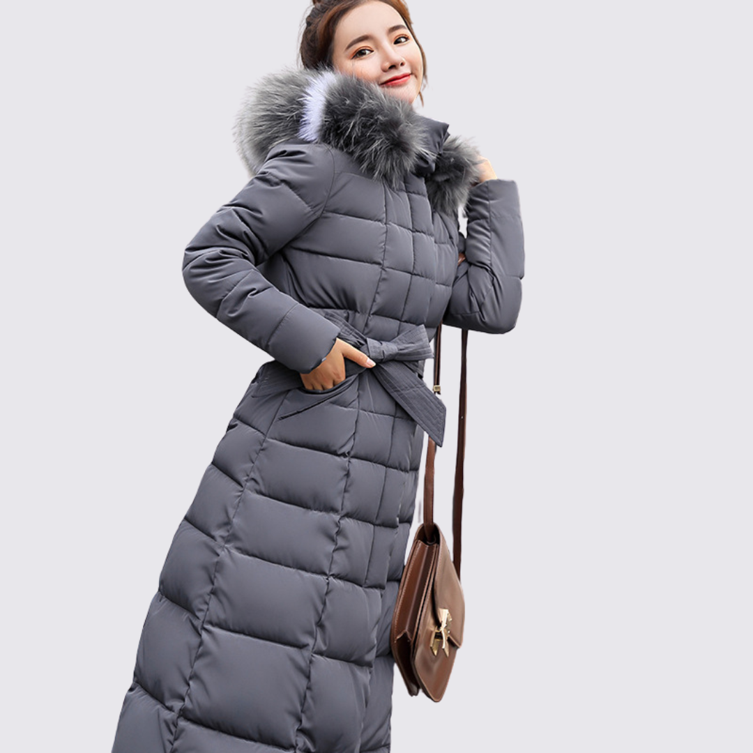 Dame Vinter Steppjakke med hætte - Varm Fôret - Taljeret snit