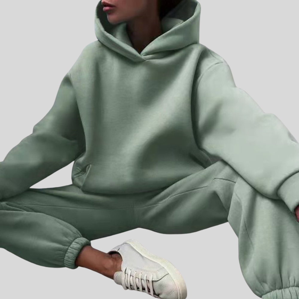 Dame to-delt med hætte – Langærmet sæt – Behagelig pasform