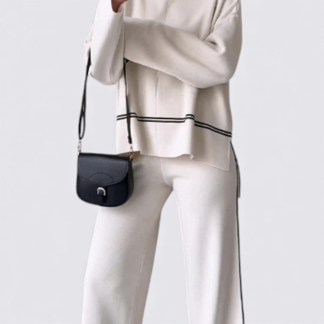 Dame To-delt Strik Sæt – Løs Pasform – Langærmet Sæt