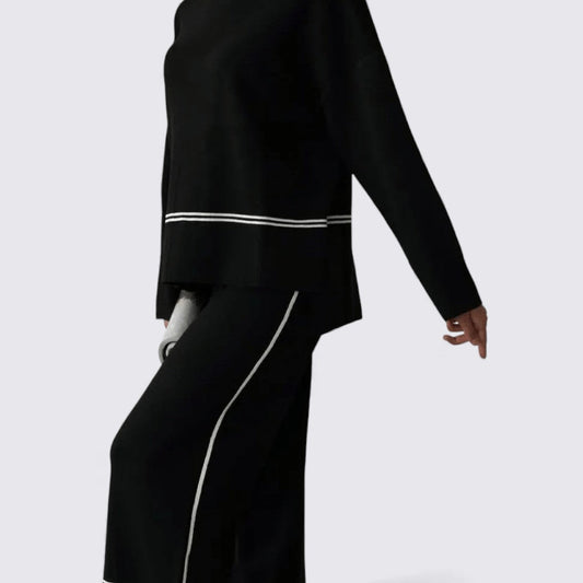 Dame To-delt Strik Sæt – Løs Pasform – Langærmet Sæt