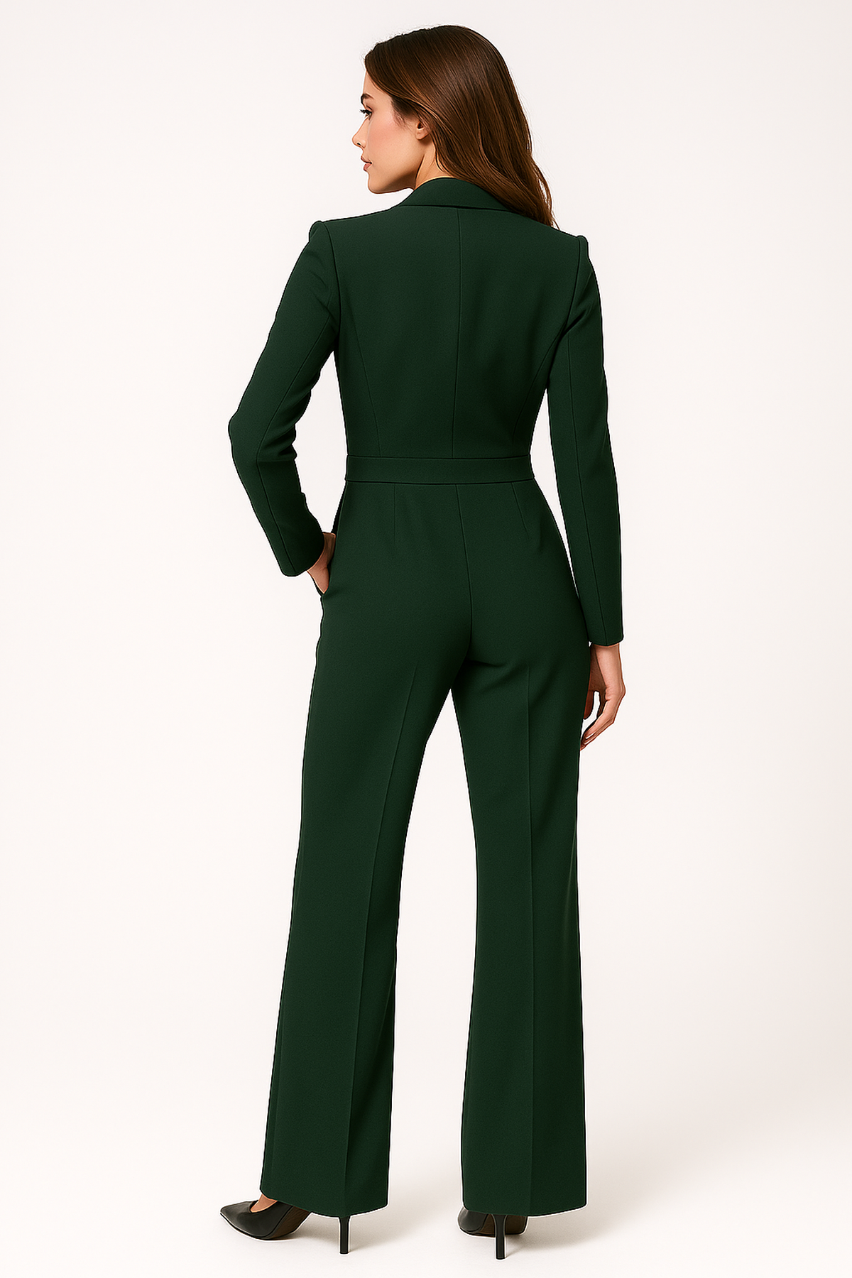 Dame jumpsuit med V-udskæring – Bred ben & elegant look