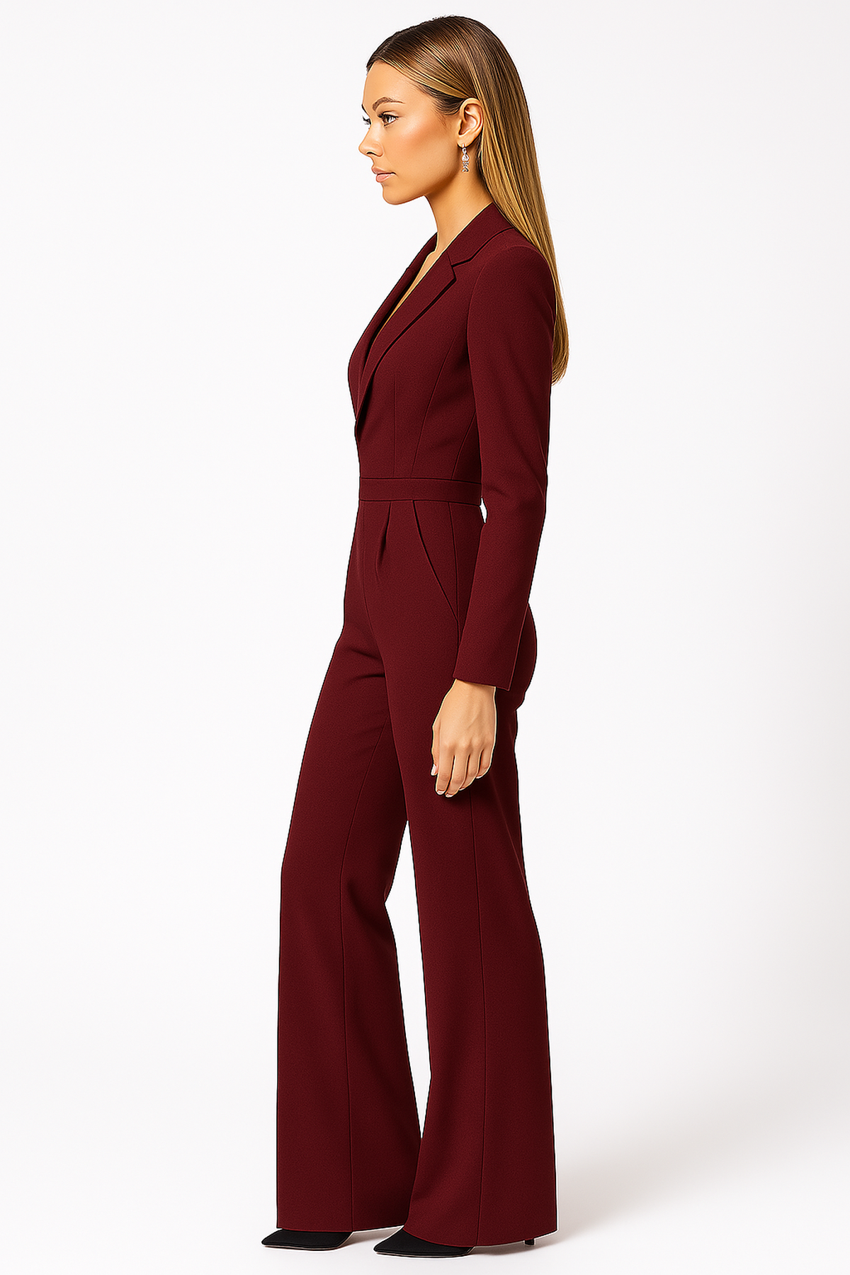 Dame jumpsuit med V-udskæring – Bred ben & elegant look