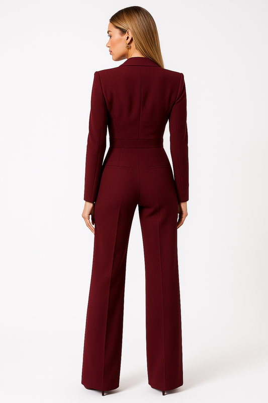 Dame jumpsuit med V-udskæring – Bred ben & elegant look