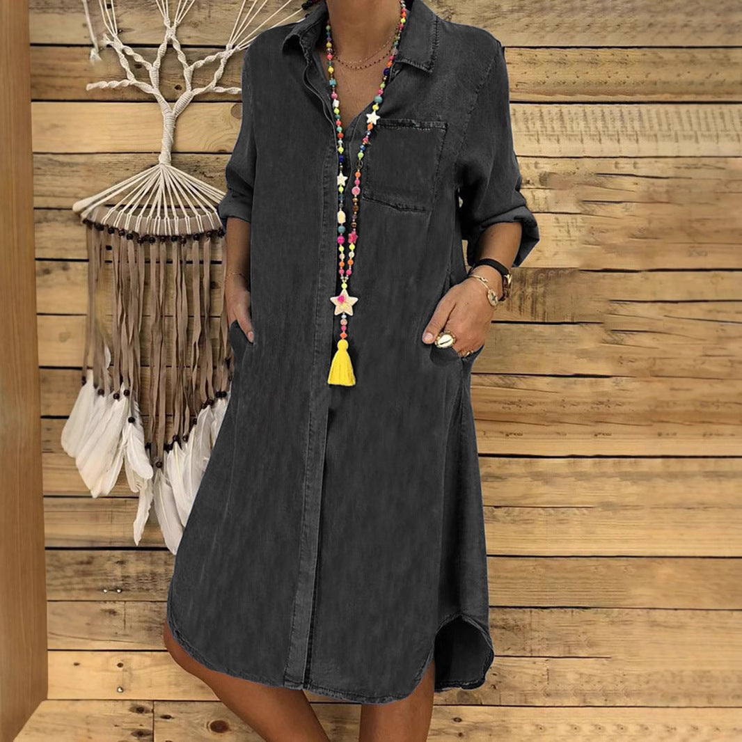 Lina | Stilrent lång denimklänning