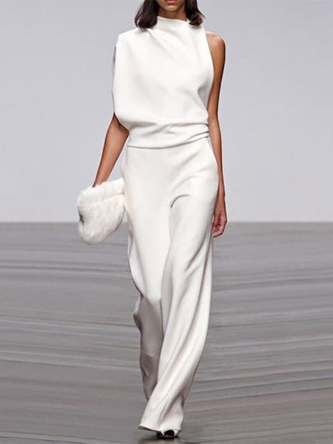 Sofia | Stilren ärmlös jumpsuit med vida ben