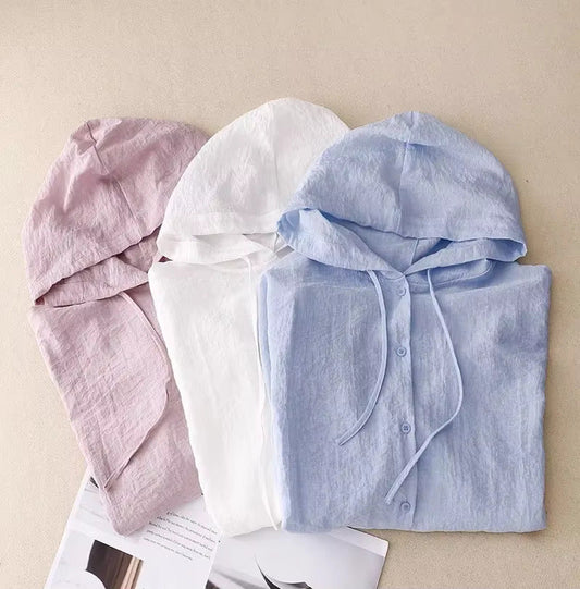 Isabella - Langærmet Bluse med Hætte
