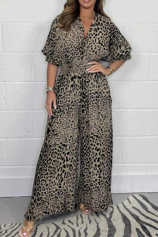 Vild Elegance - Kjole med Leopardmønster og V-udskæring