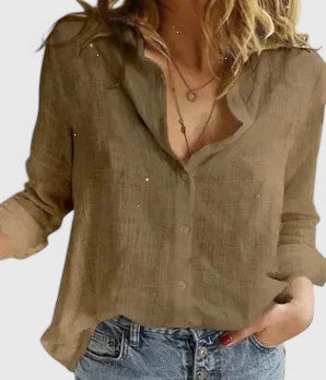 Sienna | Stilfullt och lätt linnebutton-down skjorta