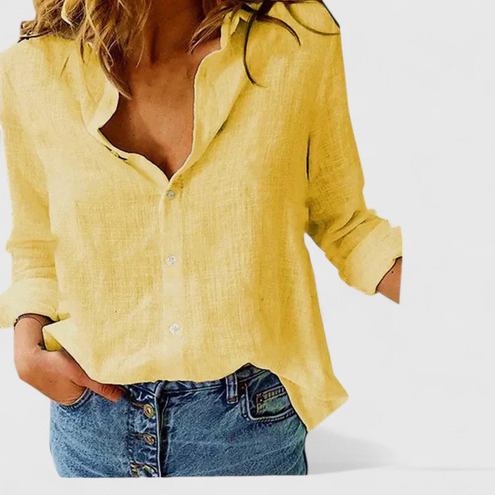 Sienna | Stilfullt och lätt linnebutton-down skjorta