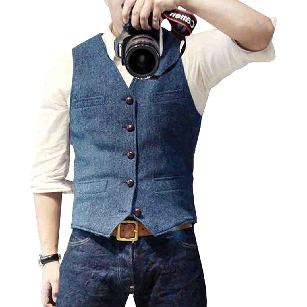 Stilfuld Denim Vest til Mænd - NovaLayer
