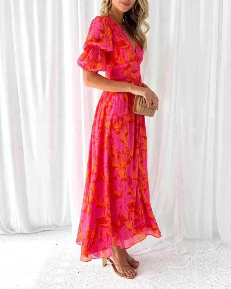 Kara - Lysende Rosa Maxi Kjole
