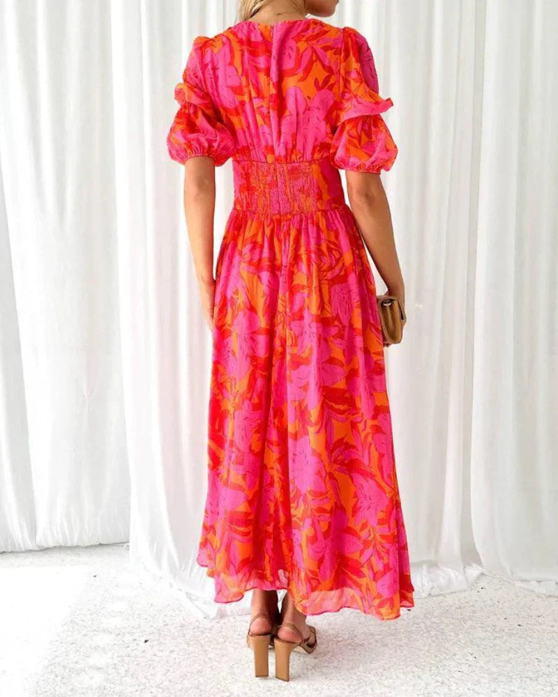 Kara - Lysende Rosa Maxi Kjole