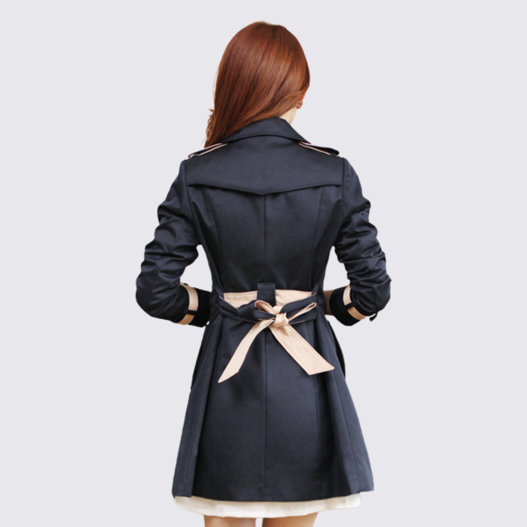 Dame trenchcoat med bælte – dobbeltradet – lang skåret