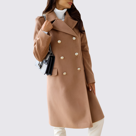 Damefrakke med revers – Dobbeltbrystet frakke – Langt snit