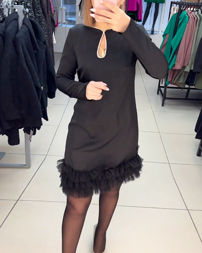 Elegant Kjole med Perlekant - Luma
