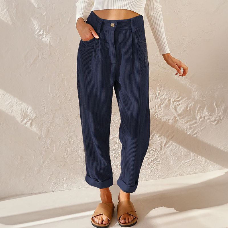 Nora | Eleganta Sommarslacks med Hög Midja och Vid Passform