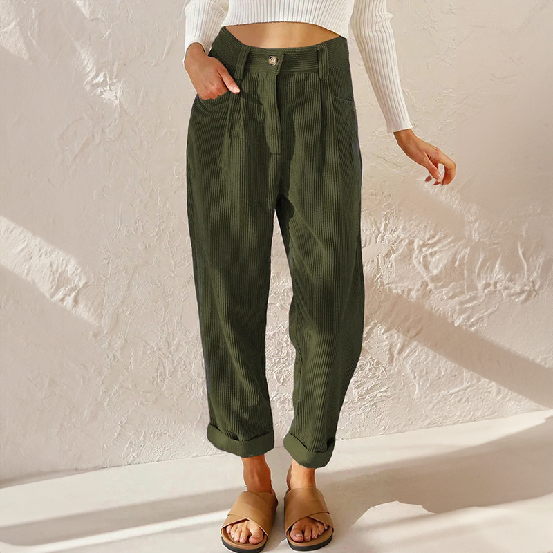 Nora | Eleganta Sommarslacks med Hög Midja och Vid Passform