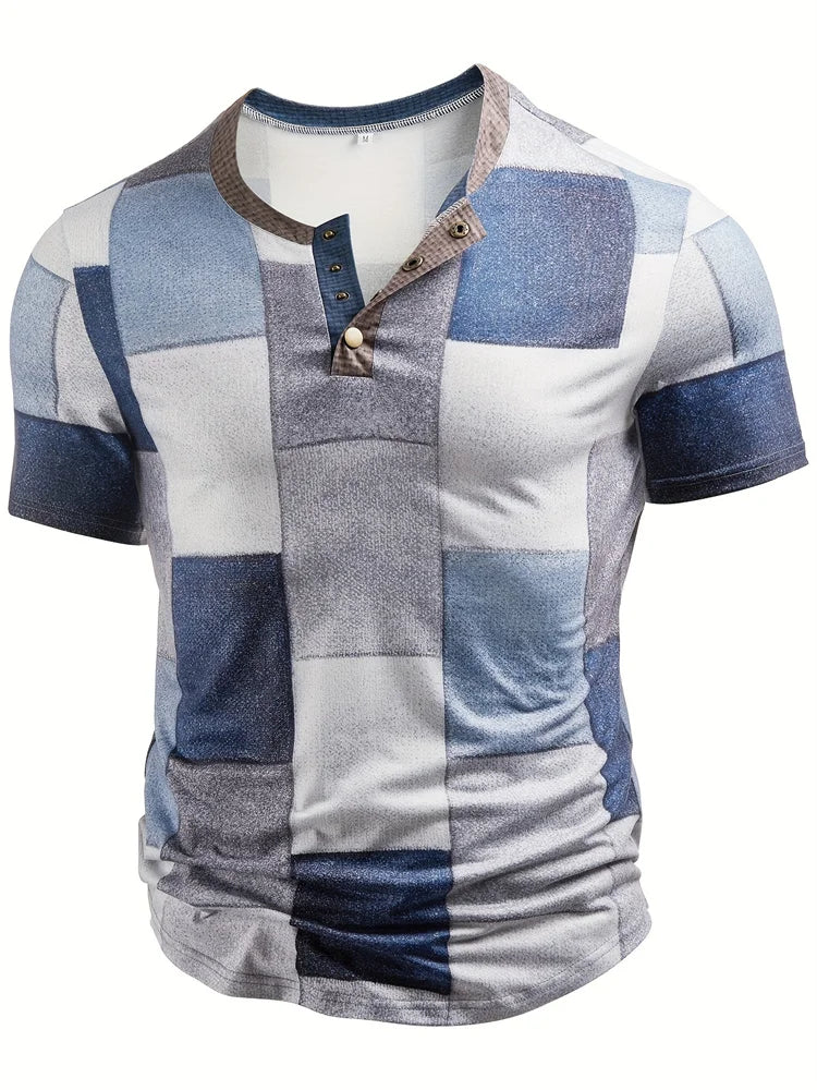 Unik Skjorta med Konstnärlig Patchwork Design