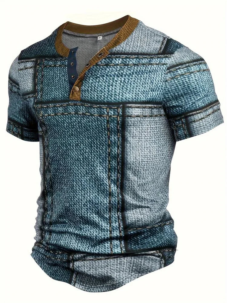 Unik Skjorta med Konstnärlig Patchwork Design