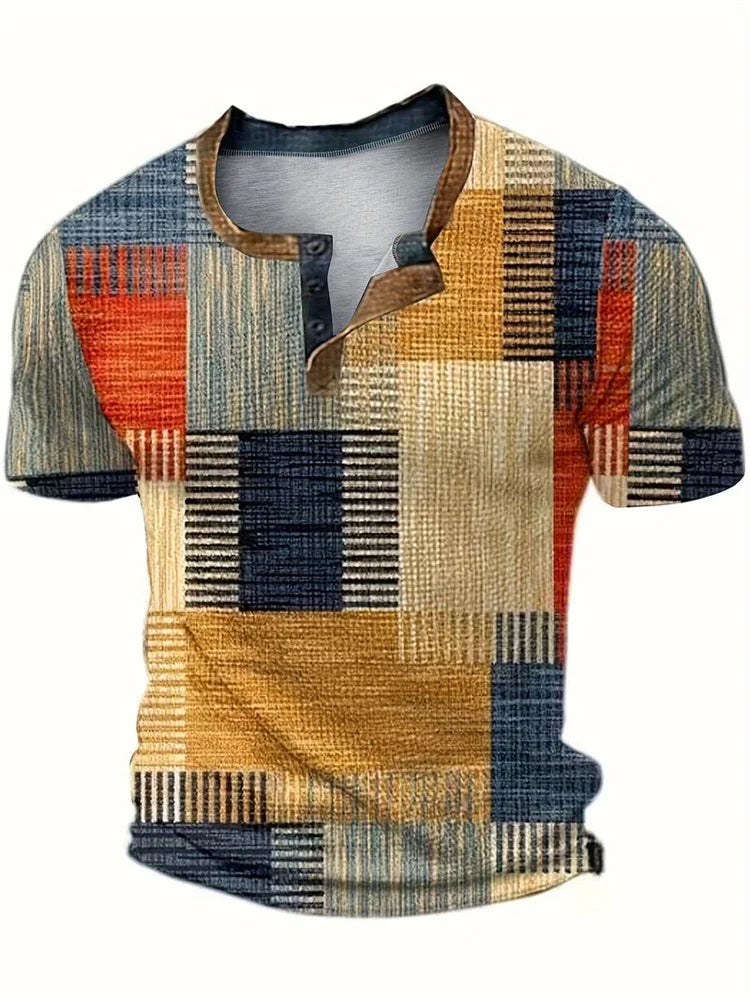 Unik Skjorta med Konstnärlig Patchwork Design
