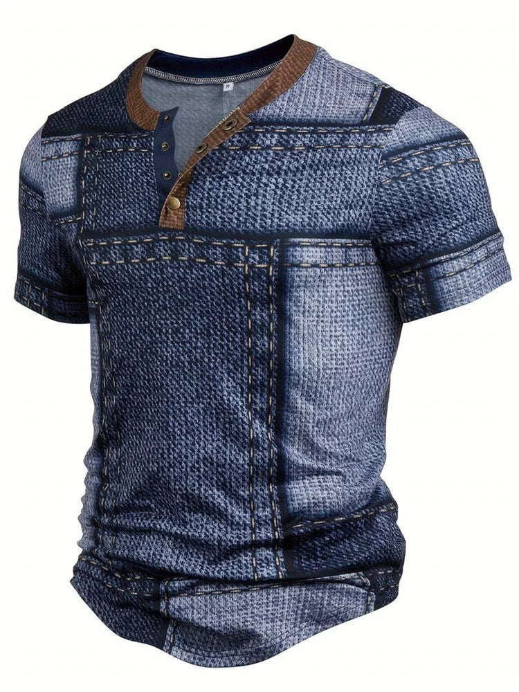 Unik Skjorta med Konstnärlig Patchwork Design