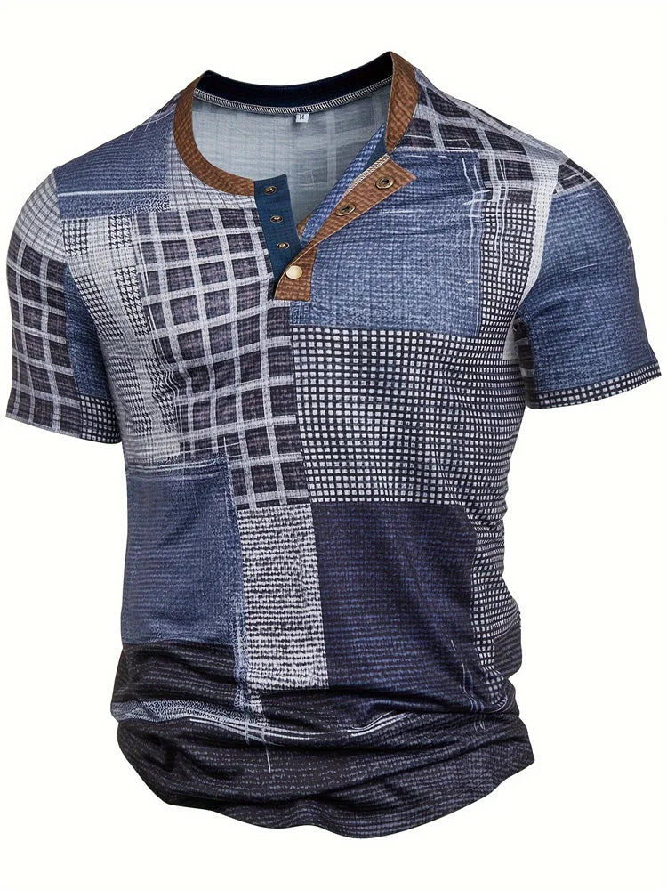Unik Skjorta med Konstnärlig Patchwork Design