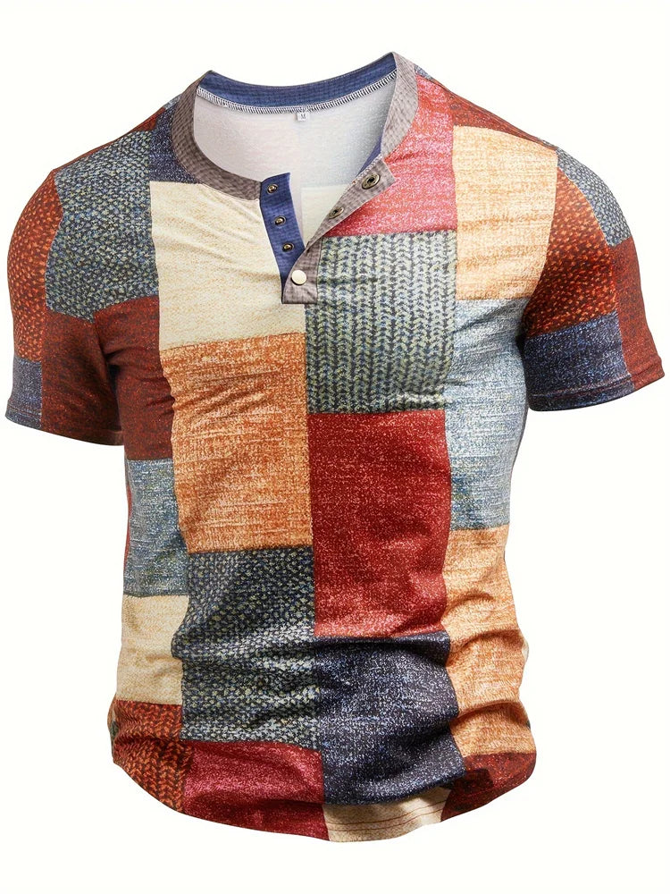 Unik Skjorta med Konstnärlig Patchwork Design