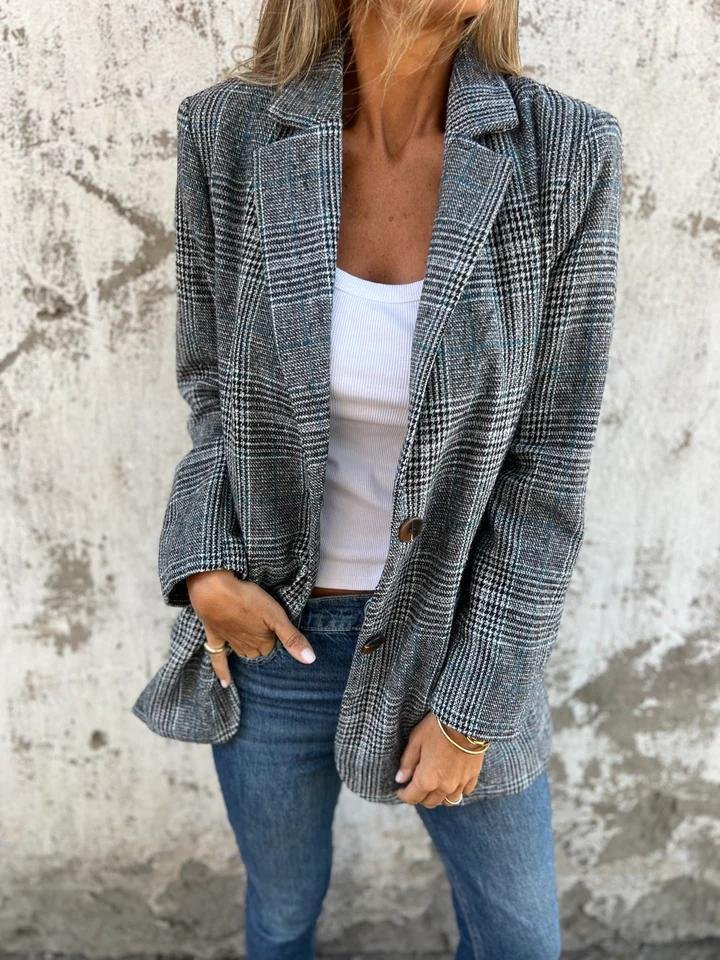 Nora – Elegant Tjekket Vinterjakke