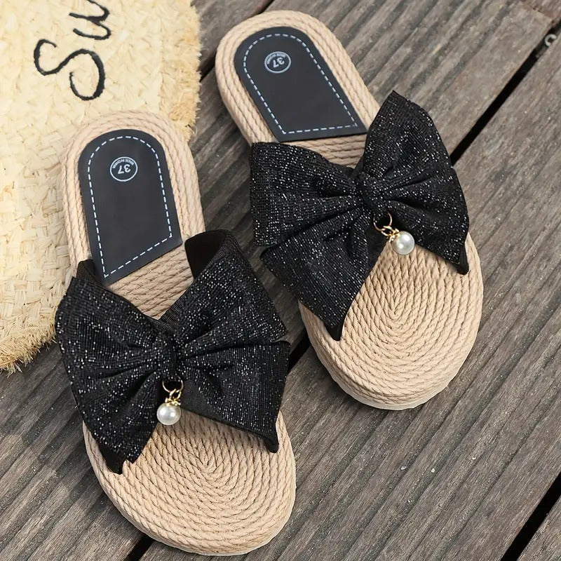 Feminine Sommertøfler med Sløjfer – Elara