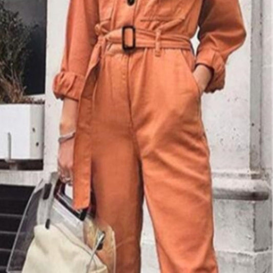 Strålende Orange Én-dels Sæt med Feminin Elegance