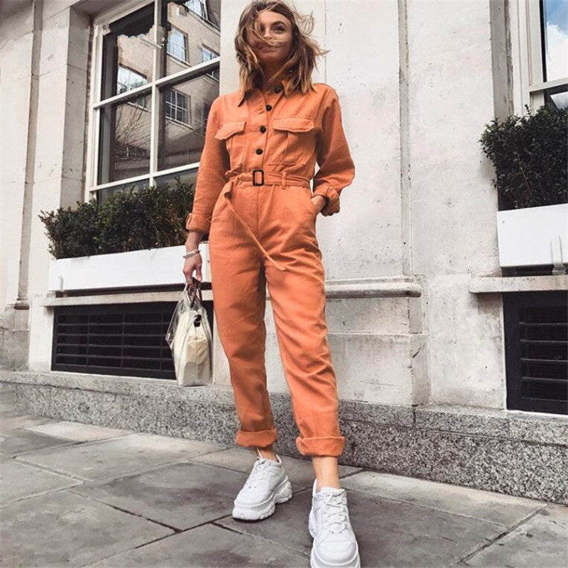 Strålende Orange Én-dels Sæt med Feminin Elegance