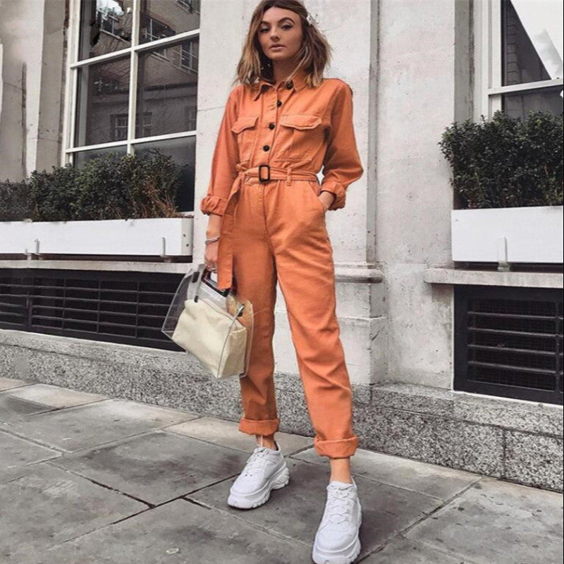 Strålende Orange Én-dels Sæt med Feminin Elegance