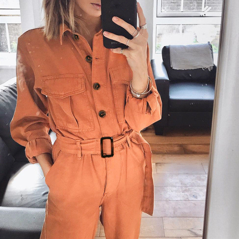 Strålende Orange Én-dels Sæt med Feminin Elegance