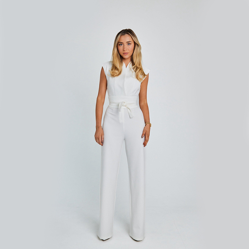 Chic ärmlös jumpsuit med V-ringning och lösa ben