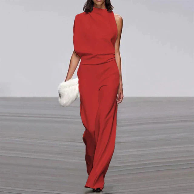 Asymmetrisk jumpsuit för dam med vida ben