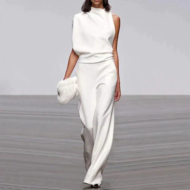 Asymmetrisk jumpsuit för dam med vida ben
